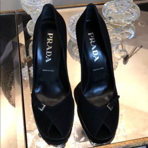 Prada Suede Peep Toe Pump